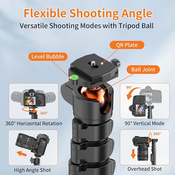 XXZU 75" Camera Tripod, Tripod For Camera Phone - Image 3