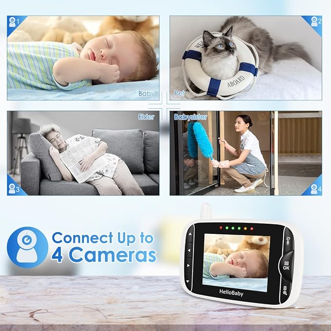 HelloBaby Monitor with Camera and Audio, IPS Screen LCD Display Video Baby - Image 7