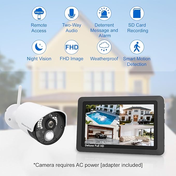 CasaCam Wireless Security Camera System Deluxe | 7" Touchscreen Monitor & 2 - Image 2
