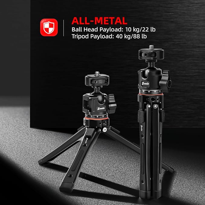 Zeadio Heavy Duty Metal Tripod Kit, Universal 1/4" Screw Adapter Tripod Mount - Image 2