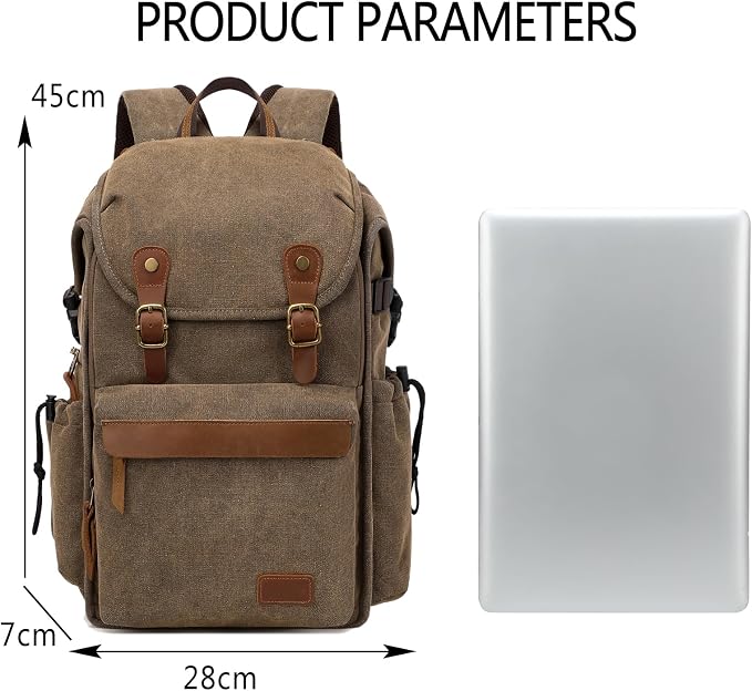 Vintage Canvas Camera Backpack for DSLR/Mirrorless & Drone, Waterproof - Image 6