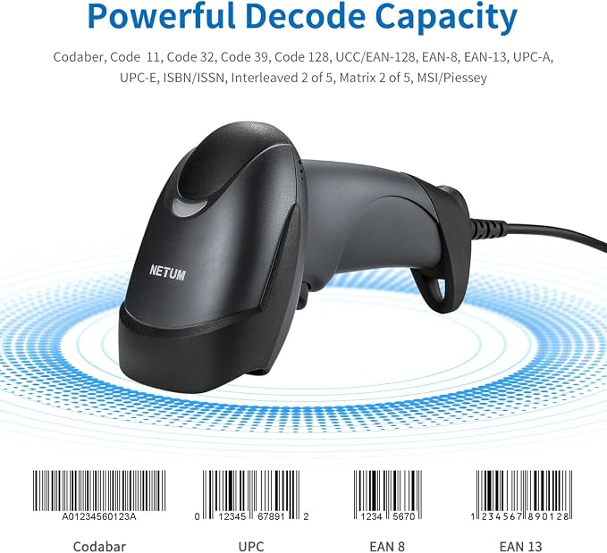 NETUM USB Laser Barcode Scanner, Handheld 1D Wired Bar Code Scanner Scanning - Image 4