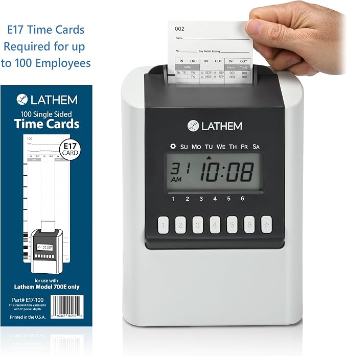 Lathem 700E Calculating Electronic Time Clock, 6.9" x 5.2" x 9.6" - Image 3