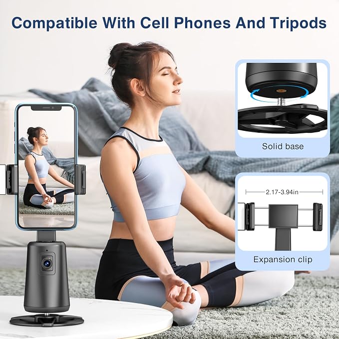 360° Auto Face Tracking Tripod for Phones, Gesture Control & Remote, Smart - Image 5