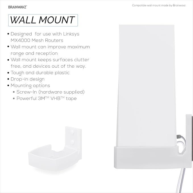 Wall Mount for Linksys MX4200 Mesh WiFi 6 Router, Adhesive & Screw-in Mounting - Image 6