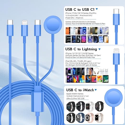 Upgraded Apple Watch Charger, 3 in 1 Multi Charging Cable 6FT, Magnetic Fast - Image 7
