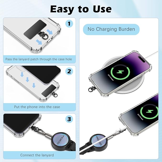 MoKo Anti-theft Phone Tether, Phone Lanyard & Keychain Retractable Steel Line - Image 5