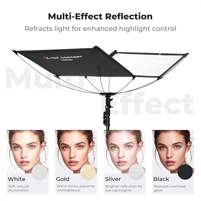 K&F CONCEPT Curved Reflector, Quick-Open Clamshell Light Reflector - Image 6