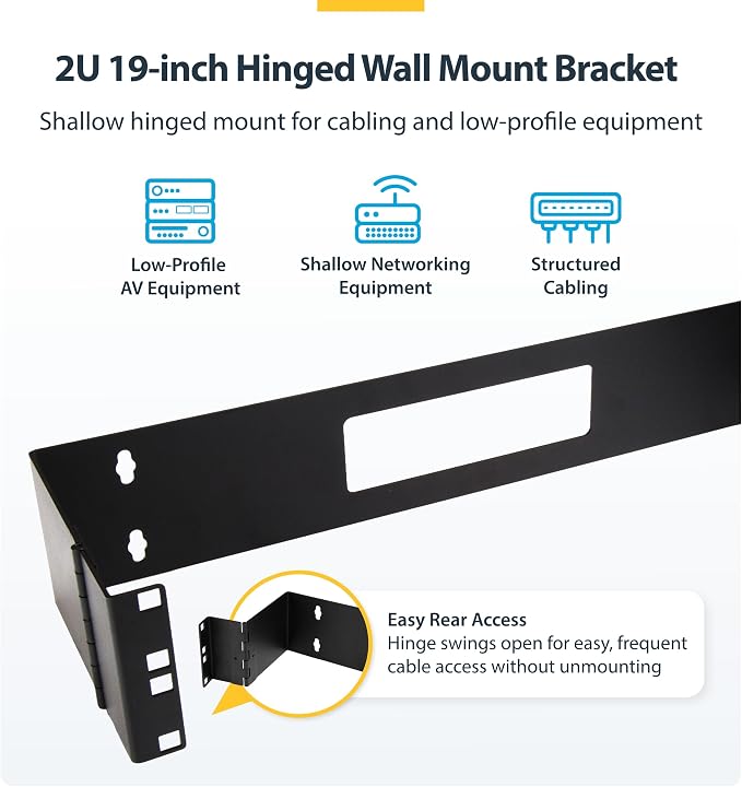 StarTech.com 2U Hinged Wall Mount Patch Panel Bracket - Image 2
