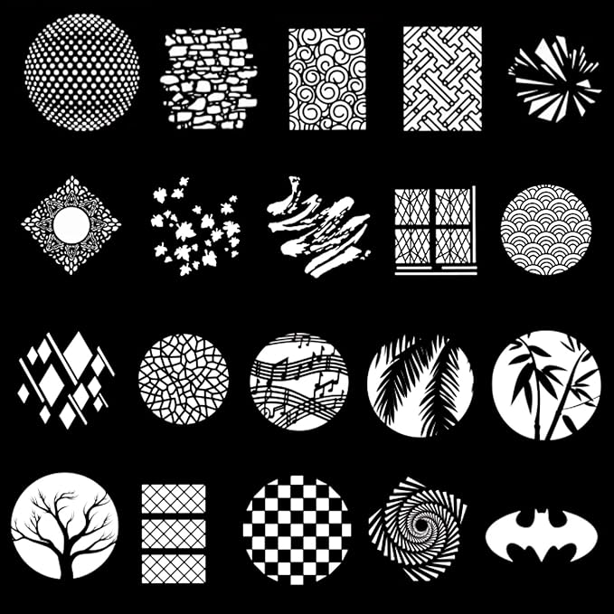 20Pcs Round Gobos Kit for Optical Snoot, 66mm/2.6in Metal Plate Patterns for - Image 2
