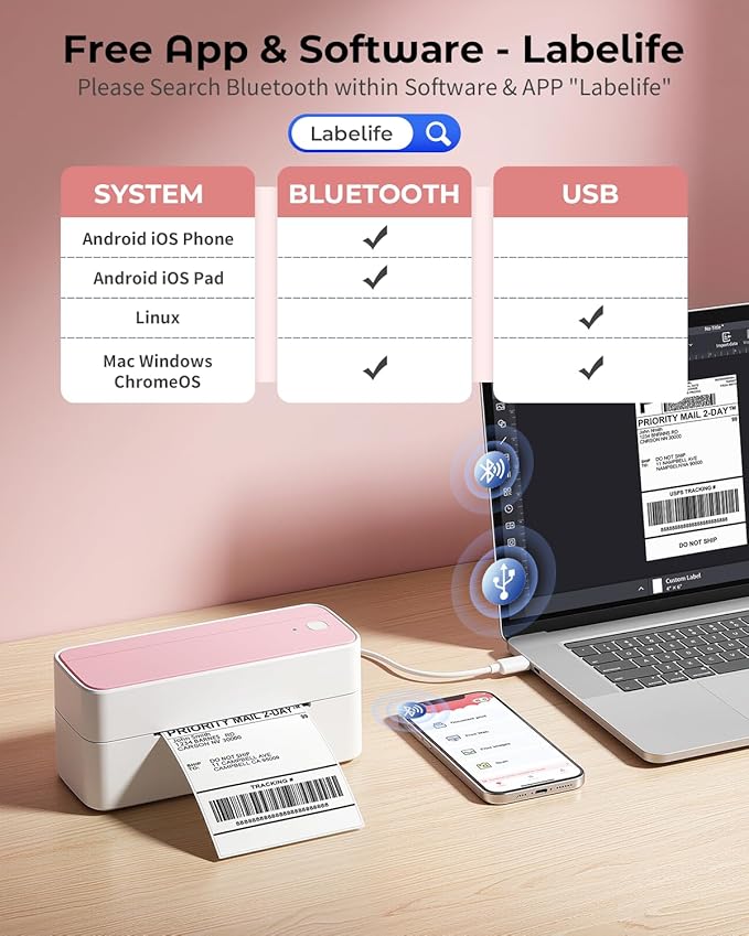 Phomemo Bluetooth Thermal Label Printer, 241BT 4X6 Wireless Shipping Label - Image 2