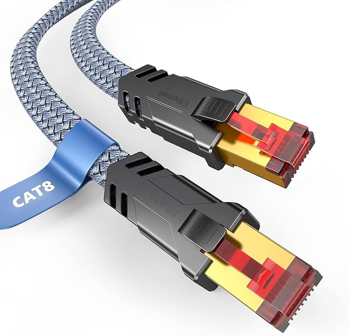 Snowkids Cat 8 Ethernet Cable 6.6 FT, Braided Heavy Duty High Speed Shielded by Snowkids