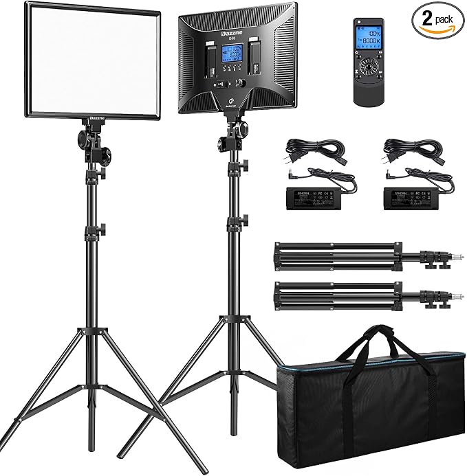 D50 LED Video Light Panel Lights 15.4", 2 Packs 45W 3000K-8000K Bi-Color by Dazzne