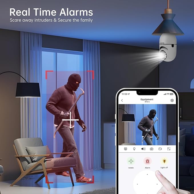 WESECUU 3K Light Bulb Security Camera -5G& 2.4GHz WiFi Security Cameras - Image 3