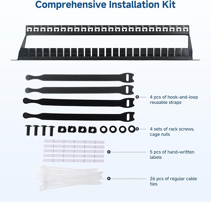 Cable Matters 1U 19-Inch 24-Port 10Gbps Cat6 Ethernet Patch Panel - Image 7