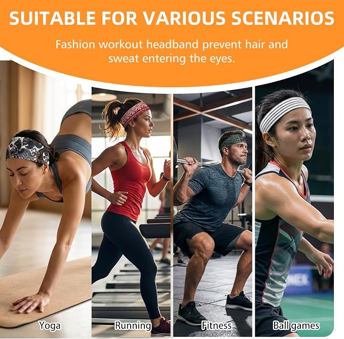 8PCS Summer-Exclusive Non Slip Sports Elastic Soft Running Fashion Headbands - Image 5