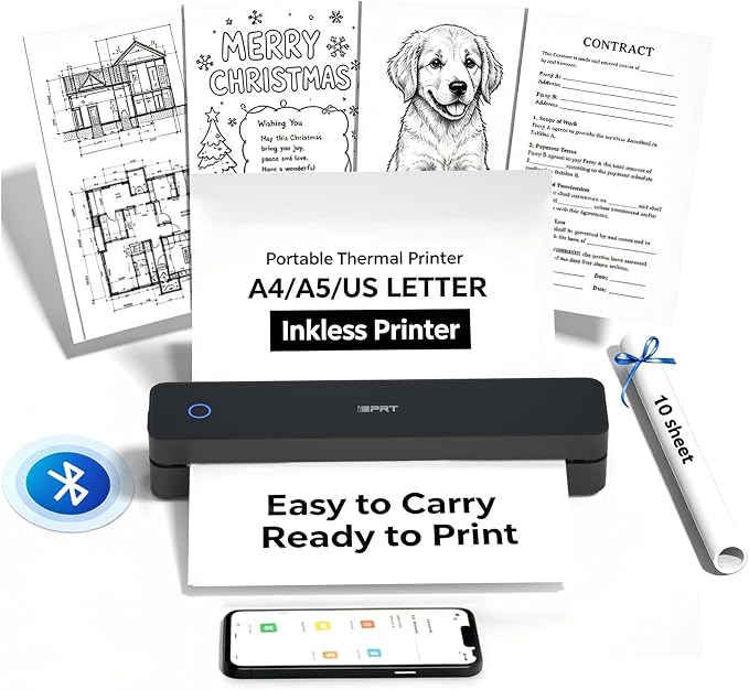iDPRT MT610 Portable Thermal Printer, 203DPI Mobile-Travel-Printers, by iDPRT