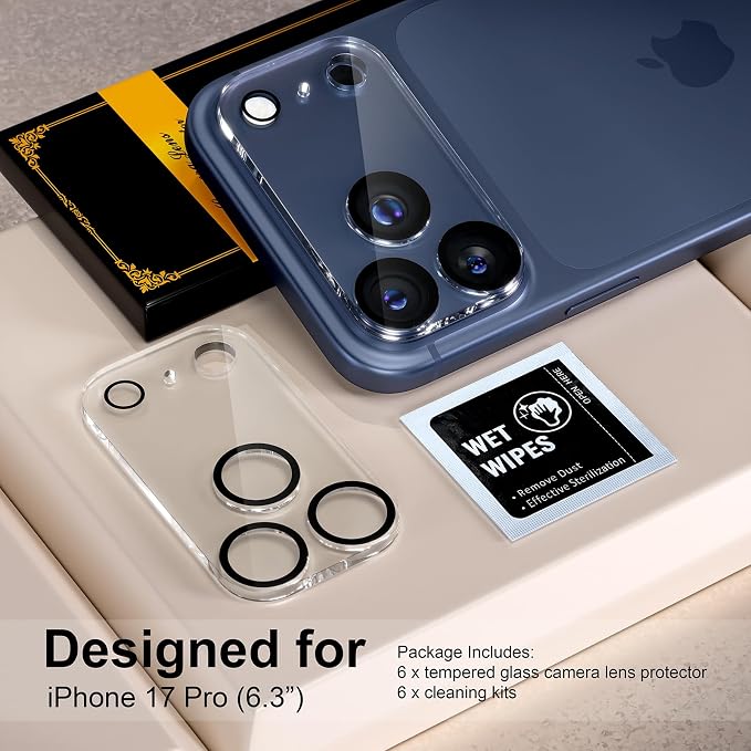 for 6 Pack iPhone 17 Pro Camera Lens Protector 9H Tempered Glass Camera Screen - Image 2