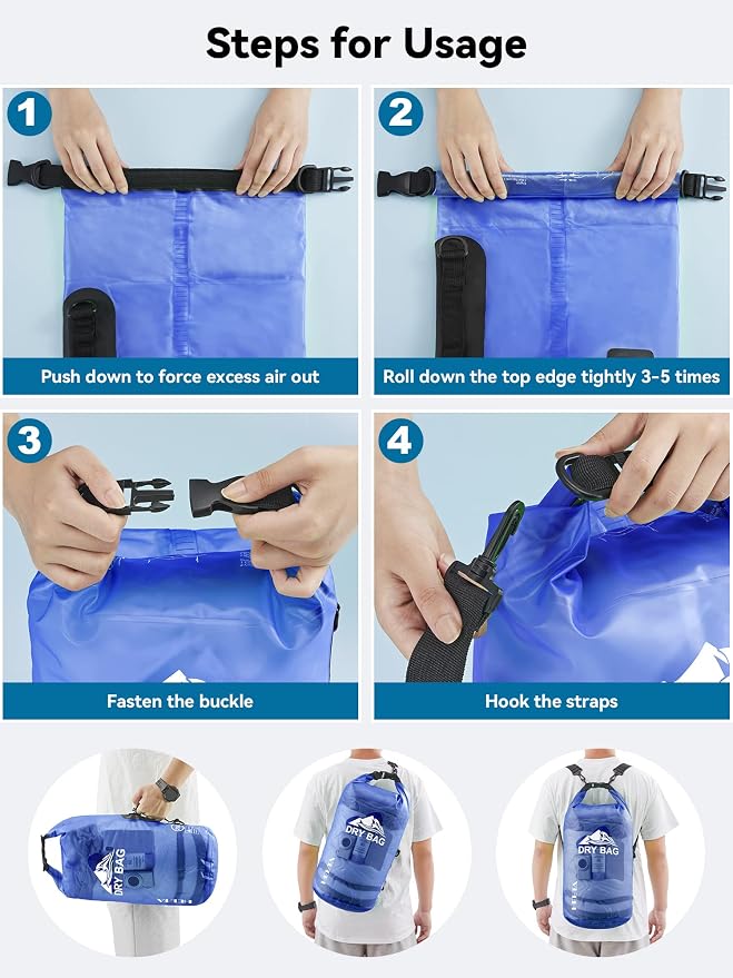 HEETA Dry Bag Waterproof for Women Men, 5L/10L/20L/30L/40L Roll Top Lightweight - Image 5