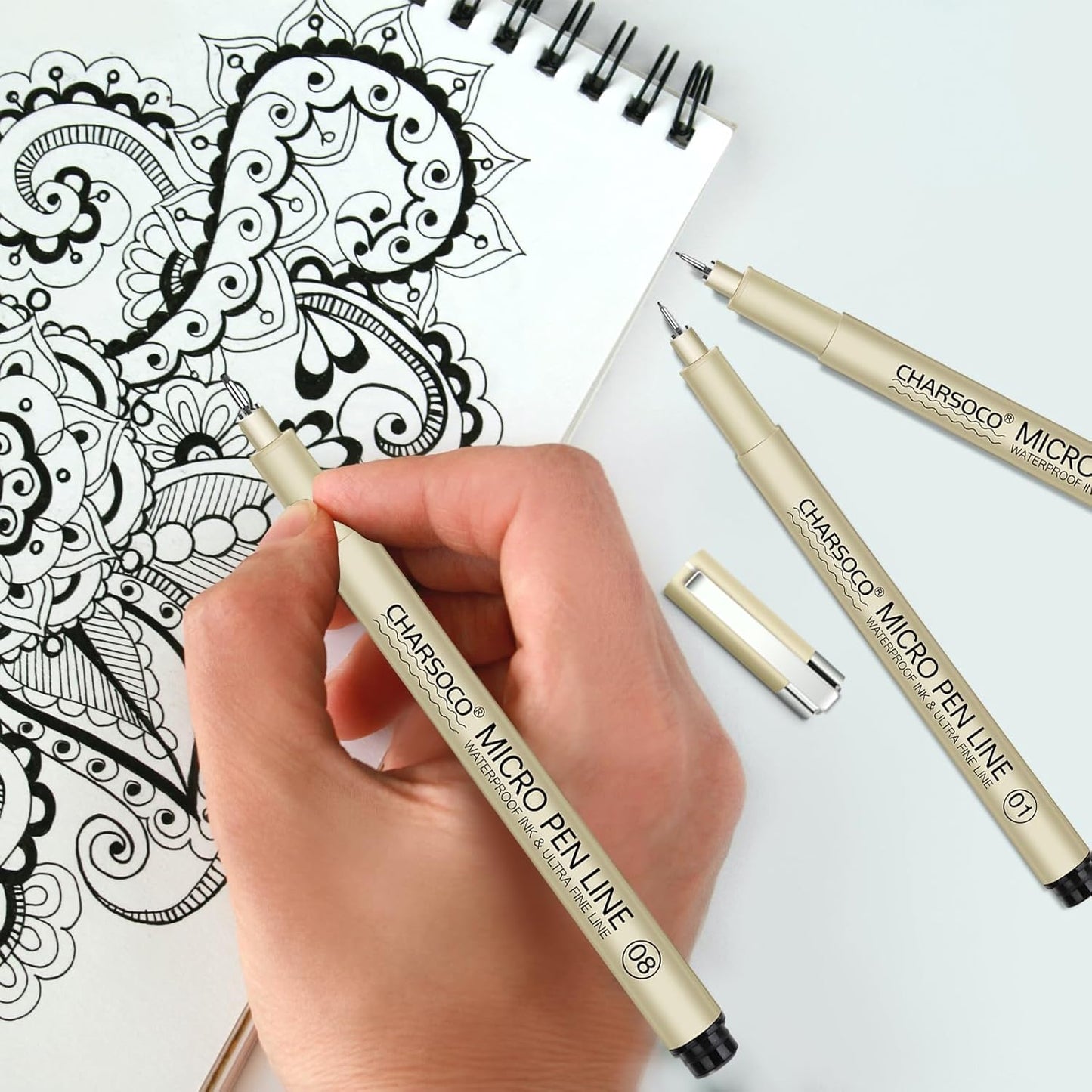 1 Micro Pen, 6 Pack Black Fine Point Pen with Waterproof Archival Ink, 1mm Fineliner Ink Pens for Artist Illustration, Sketching, Anime, Manga, Technical Drawing and Scrapbooking