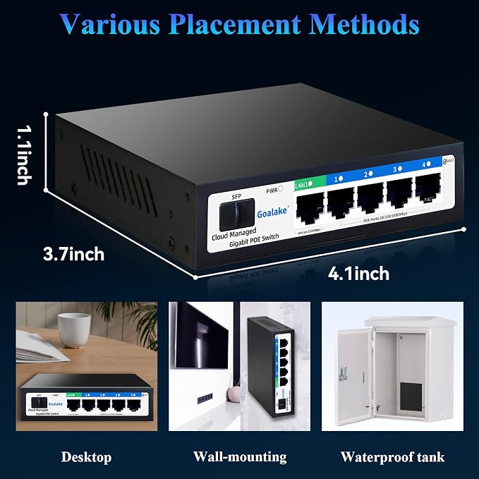 6-Port Gigabit PoE Switch for Small Business&Home Security52W High Power for IP - Image 7