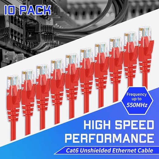 Cat6 Ethernet Cable 6 Feet 10 Pack Network RJ45 Cat6 Internet Patch Cable - Image 2