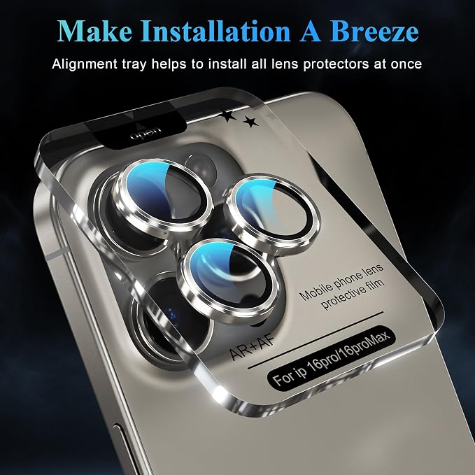 YWXTW Camera Lens Protector for iPhone 16 Pro/iPhone 16 Pro Max, Tempered Glass - Image 5