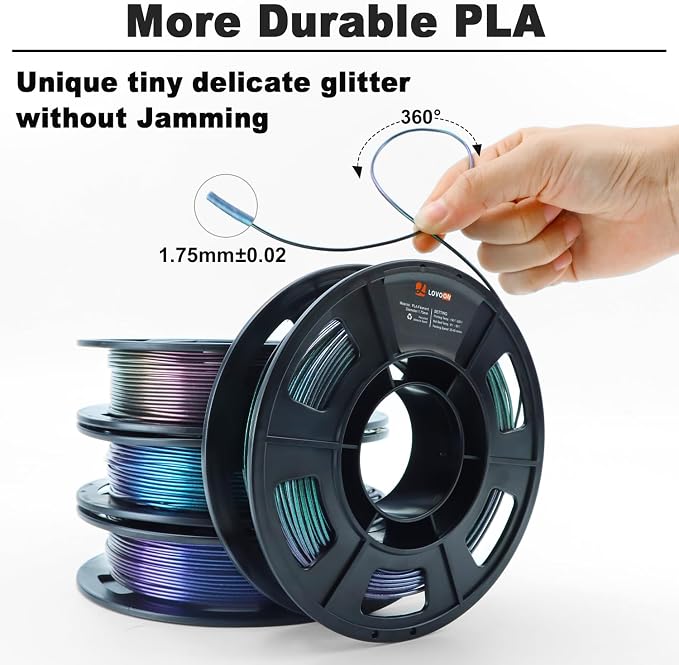 LOVOON 3D PLA Filament 1.75mm Bundle Sparkle in Sunlight Filament Glitter - Image 2