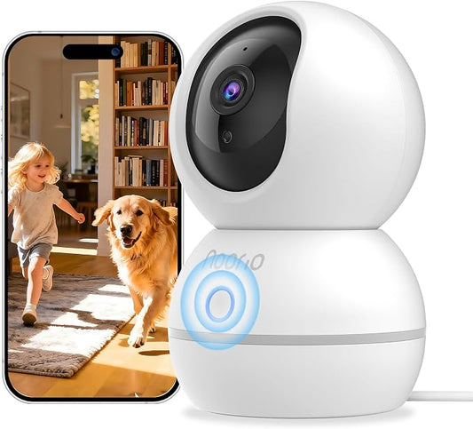 Noorio Security Camera 2K, Baby Monitor Dog Camera 360-degree by Noorio