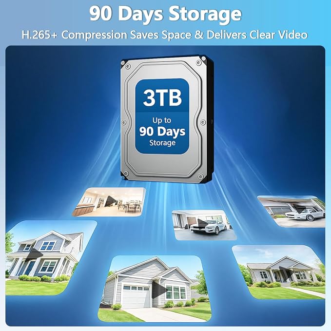 【2-Way Audio & 90 Days Storage】 Wireless Security Camera System, Wireless - Image 2