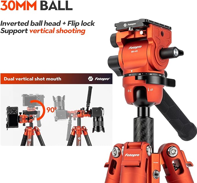 Fotopro X-Airfly Video 64.5 Inch Lightweight Travel Camera Tripod - Image 4