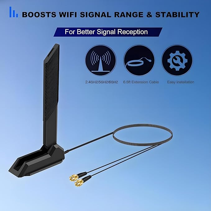 External WiFi 6 6E Tri-Band Antenna 6GHz 5.8GHz 2.4GHz Magnetic Base Antenna - Image 5