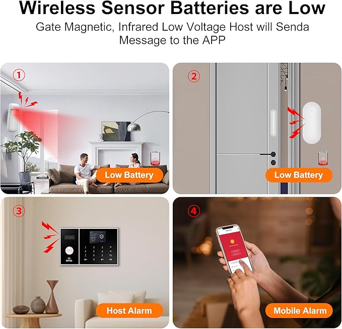 XUK Wireless Home Security System, 4G/GSM/Wi-Fi Smart Alarm Kit, Compatible - Image 5