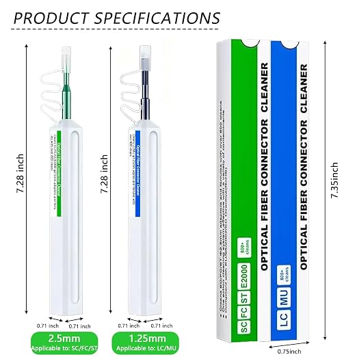 2PC Fiber Optic Cleaner Pen Set, New Upgrade, 1.25mm LC/MU and 2.5mm - Image 3