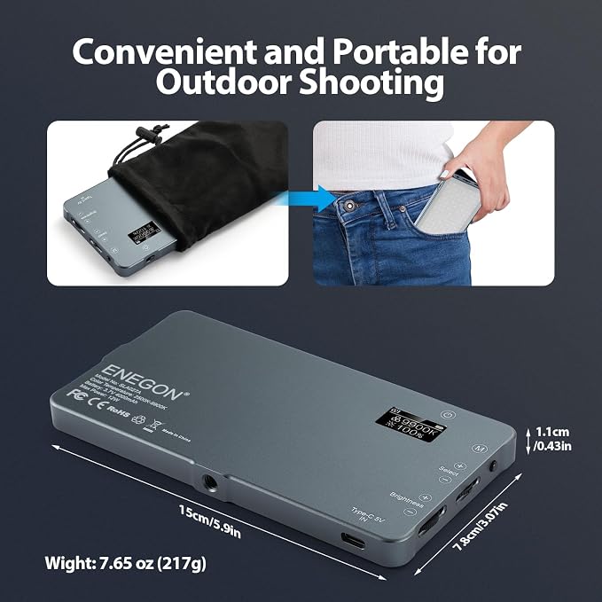 ENEGON 4000mAh Rechargeable Mountable Bicolor LED Video Light - Image 6