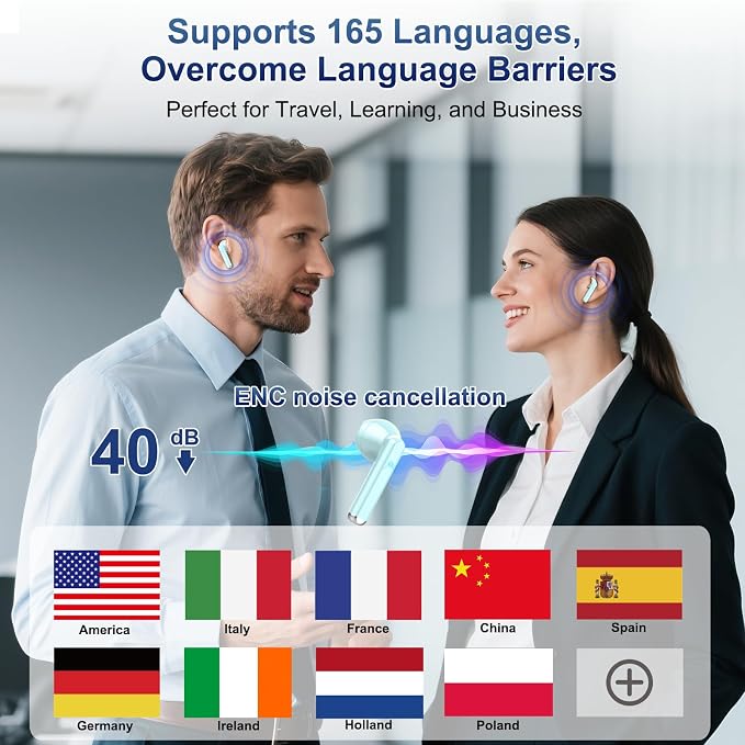 2026 AI Translation Earbuds Real Time, 165 Language Translator Earbuds 3-in-1 - Image 2