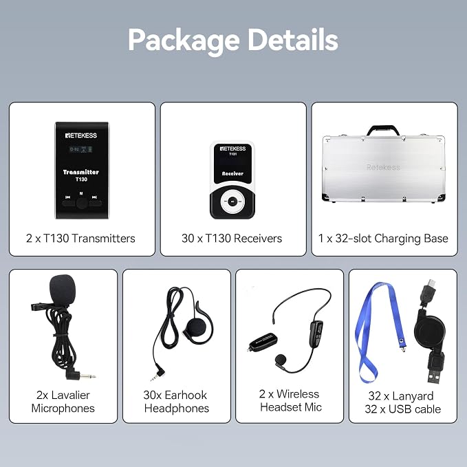 Retekess T130 Tour Guide System, Tour Guide Headsets - Image 7