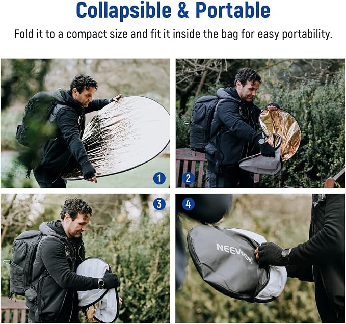 NEEWER 43"/110cm Light Reflector Kit, 5 in 1 Collapsible Round Reflector - Image 5