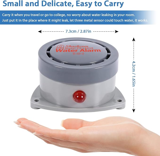 Water Leak Detector 1 Pack, Shackcom Water Alarm 110DB, Waterproof & - Image 2