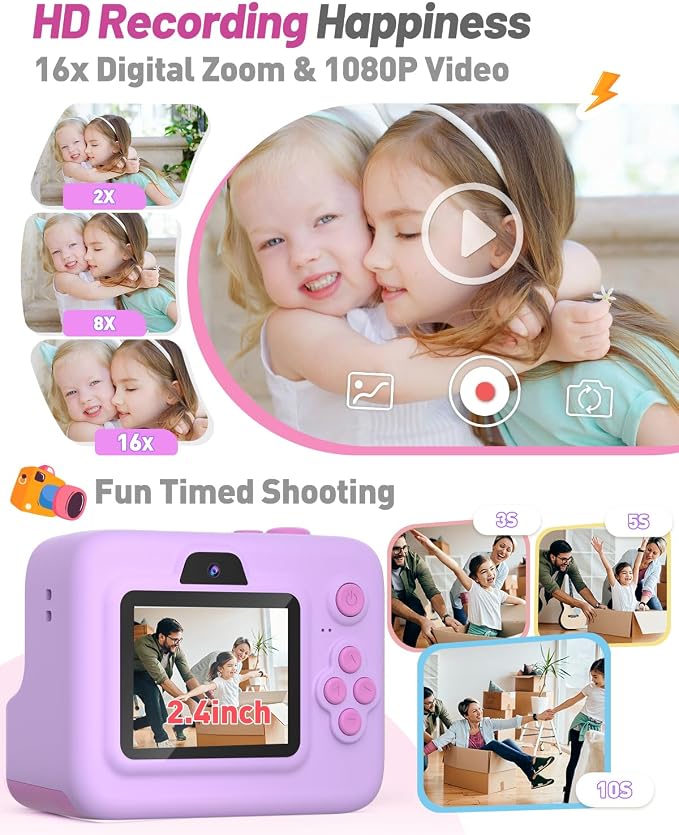 Yehtta Kids Camera Instant Print, Dual-Lens Front Rear Selfie Camera - Image 3