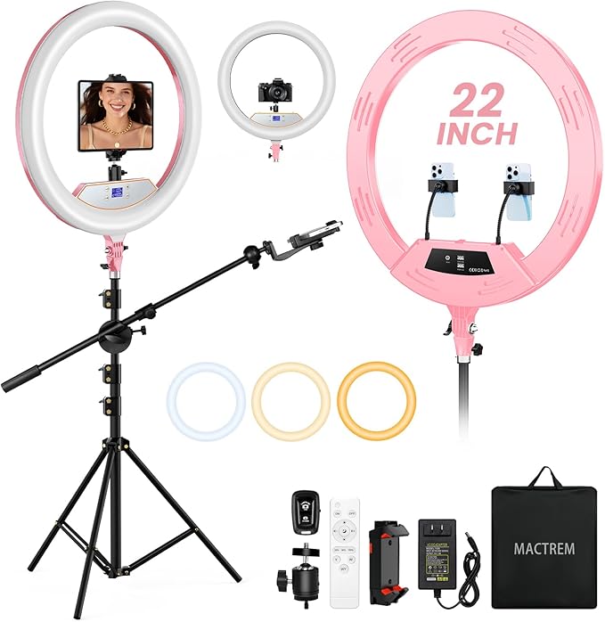 Ring Light with Stand 22inch Kit: Professional Ring Light Overhead Tripod by MACTREM