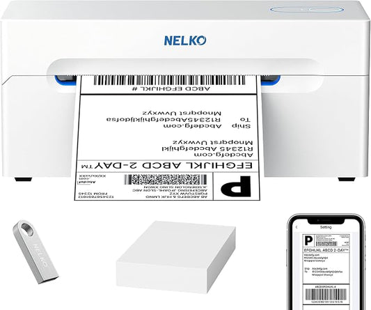 Nelko Bluetooth Thermal Shipping Label Printer, Wireless 4x6 Shipping Label by NELKO