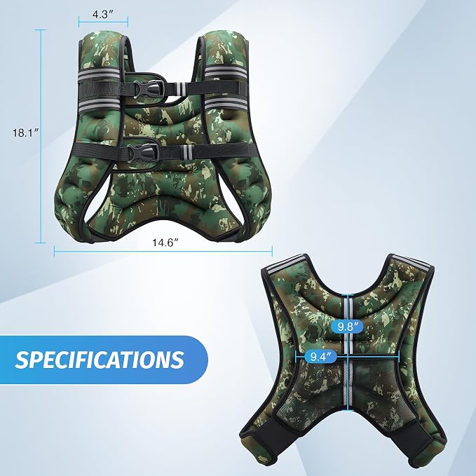 ZELUS Weighted Vest, 6lb/8lb/12lb/16lb/20lb/25lb/30lb Weight Vest - Image 8