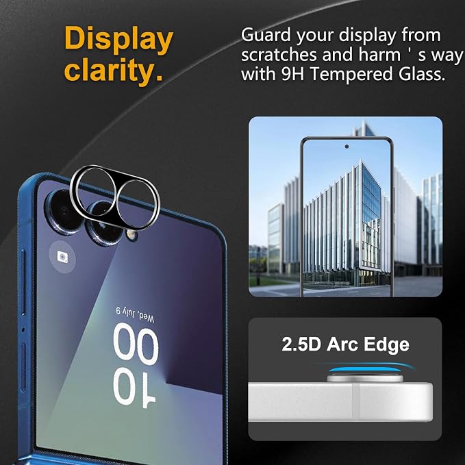 3 Pack Camera Lens Protector for Samsung Galaxy Z Flip 7, Tempered Glass - Image 2