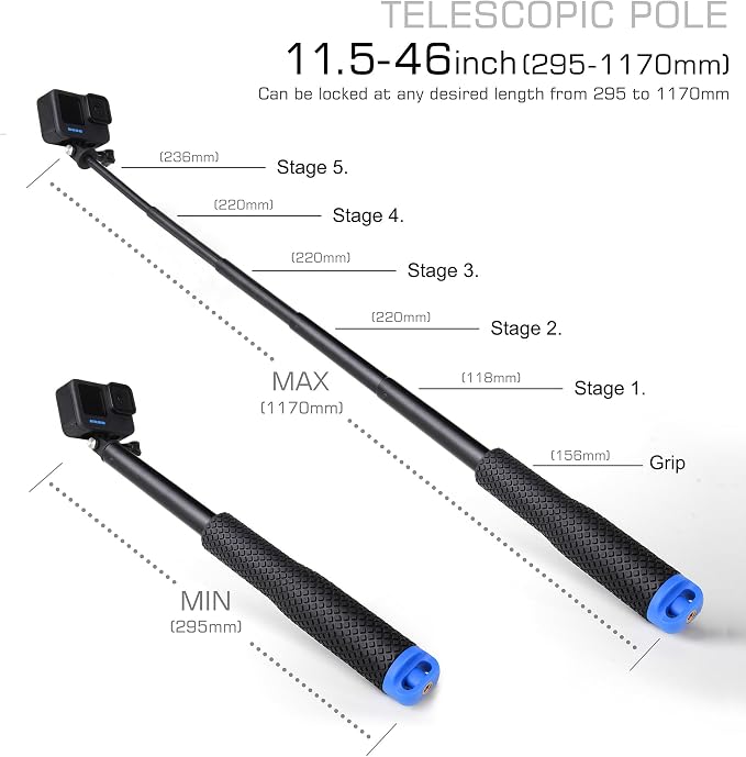 GEPULY 46''Alumium Waterproof Selfie Stick - Image 5