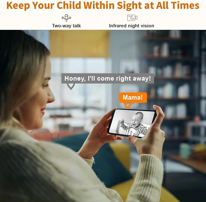 Alaga WiFi Indoor Security Camera, Baby Monitor, AI Motion Detection, 2 Way - Image 5
