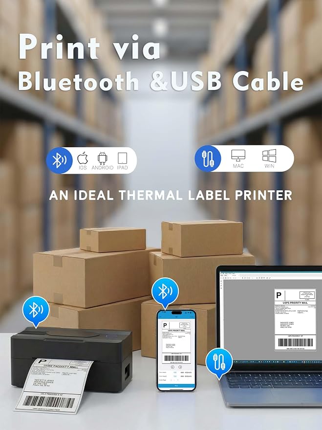 Forc Bluetooth Thermal Shipping Label Printer, 4x6 Wireless Thermal Label - Image 2