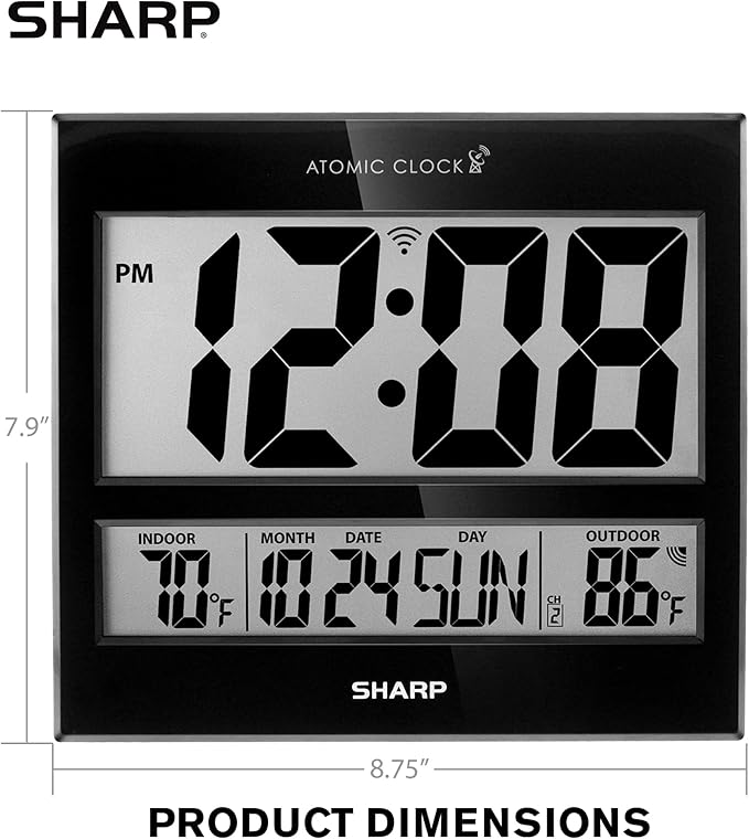 Sharp Atomic Clock – Never Needs Setting, Jumbo 3” Easy-Read Display, Indoor & - Image 5