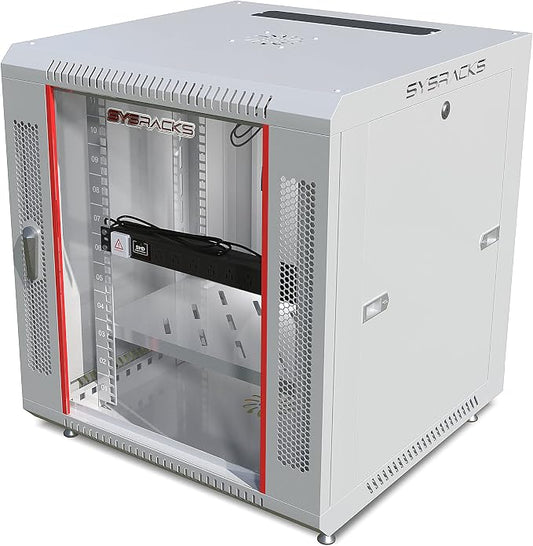12U Wall Mount Server Rack Cabinet 24” Deep, 19” Network & AV Enclosure by SYSRACKS