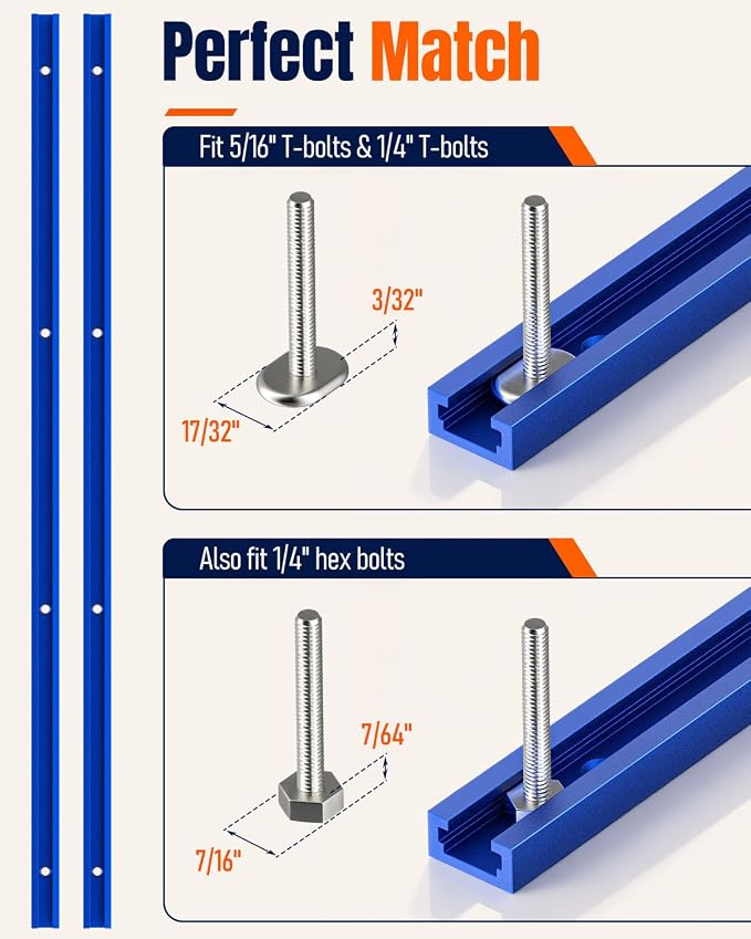 Vibit 2 Pack 24 Inch Aluminum T Track - Image 3